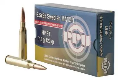 Prvi PPU 6.5x55mm Swedish Mauser Ammunition PPM6 120 Grain Match Hollow Point Boat Tail 20 Rounds - Prvi Partizan