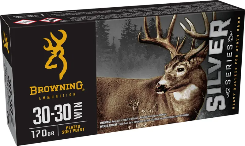 Browning Ammo B192630301 Silver 30-30Win 170gr Plated Soft Point 20 Per Box/10 Case