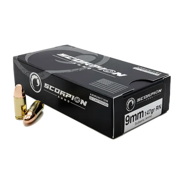 SCORPION 9MM 147GR RN SUBSONIC 50BX - Scorpion Ammo